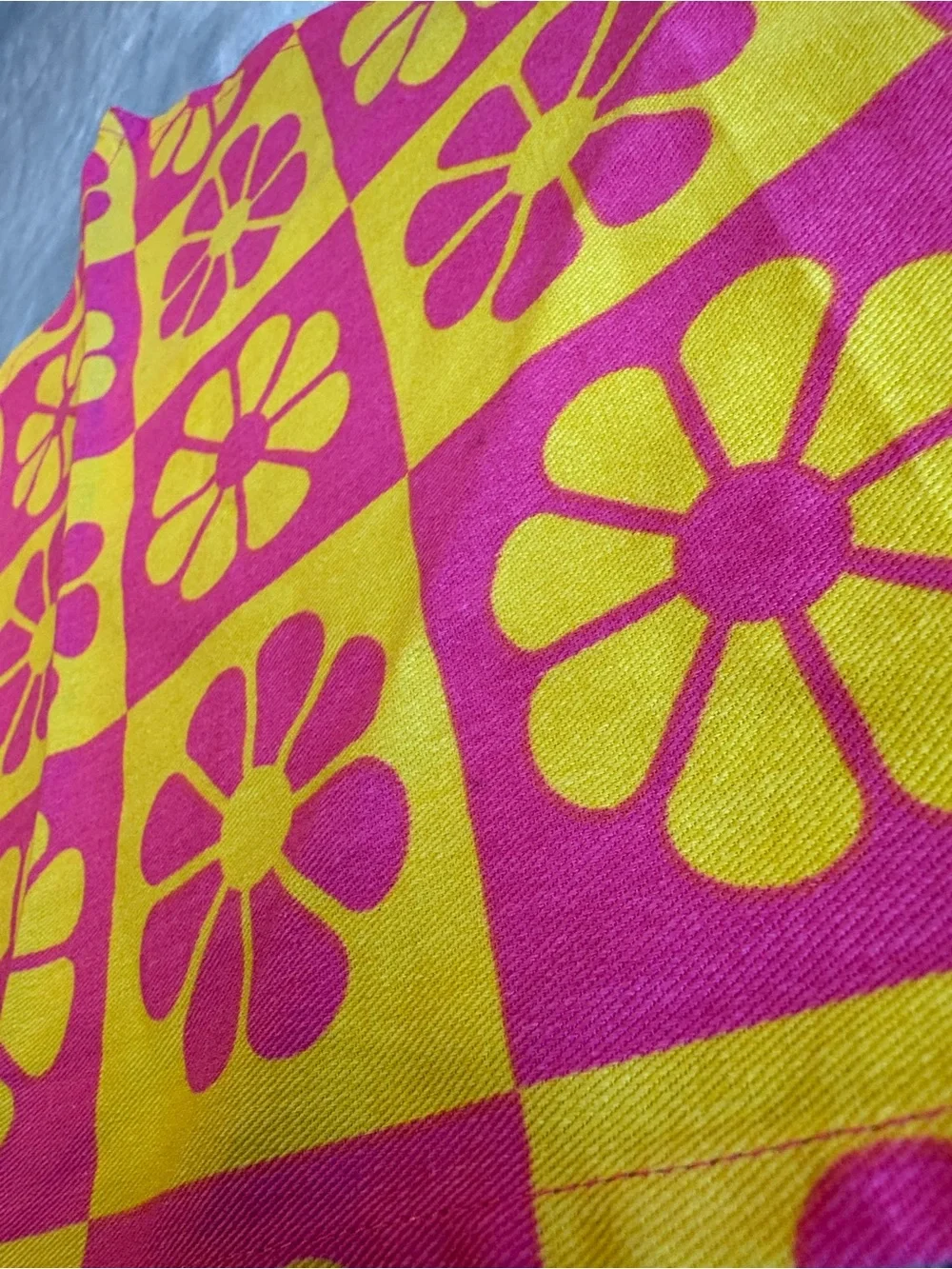 Rare NWOT Lucy & Yak Organic Cotton Lottie Neck Scarf/Bandana Pink Yellow
